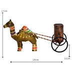 Handcrafted Metal Camel Cart Pen Holder I-259-A