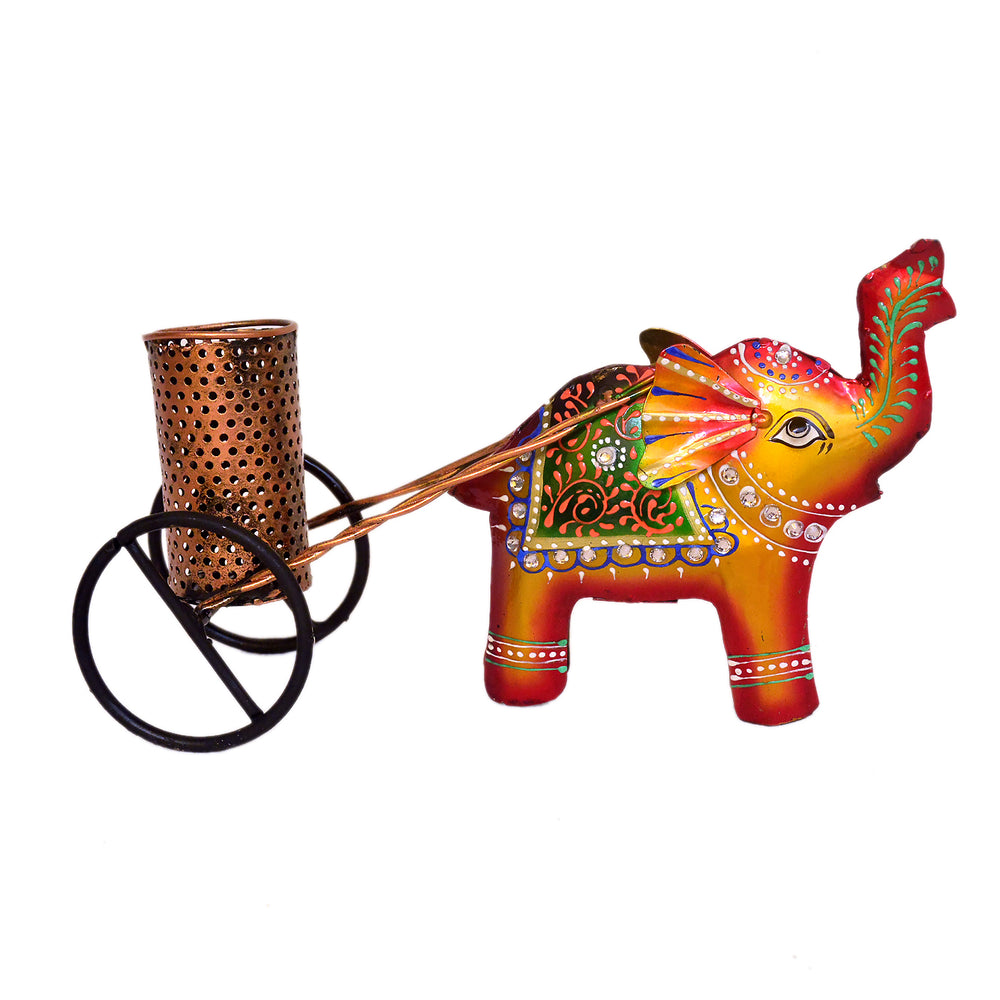 Handcrafted Elephant Rickshaw Pen Holder I-260-A