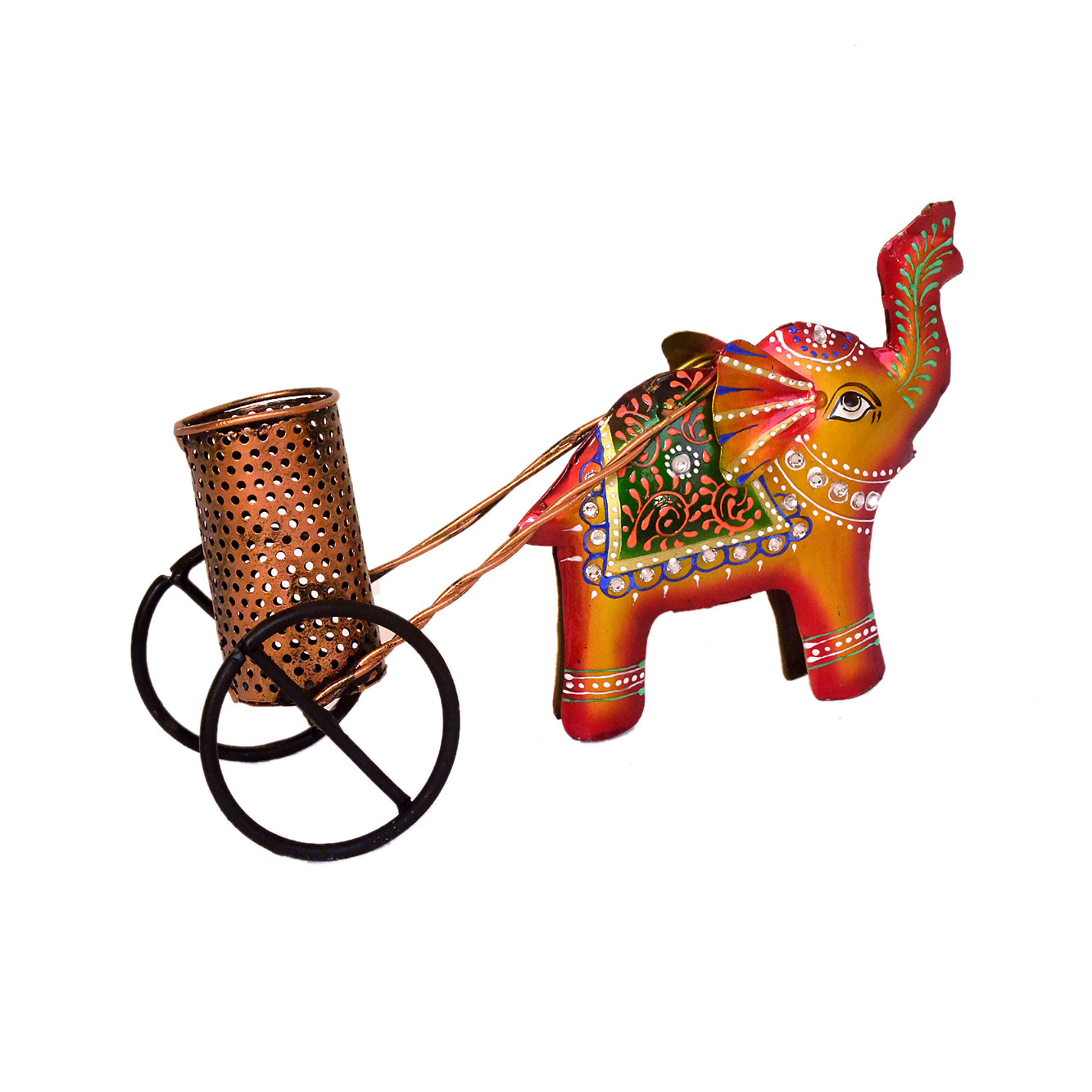 Handcrafted Elephant Rickshaw Pen Holder I-260-A