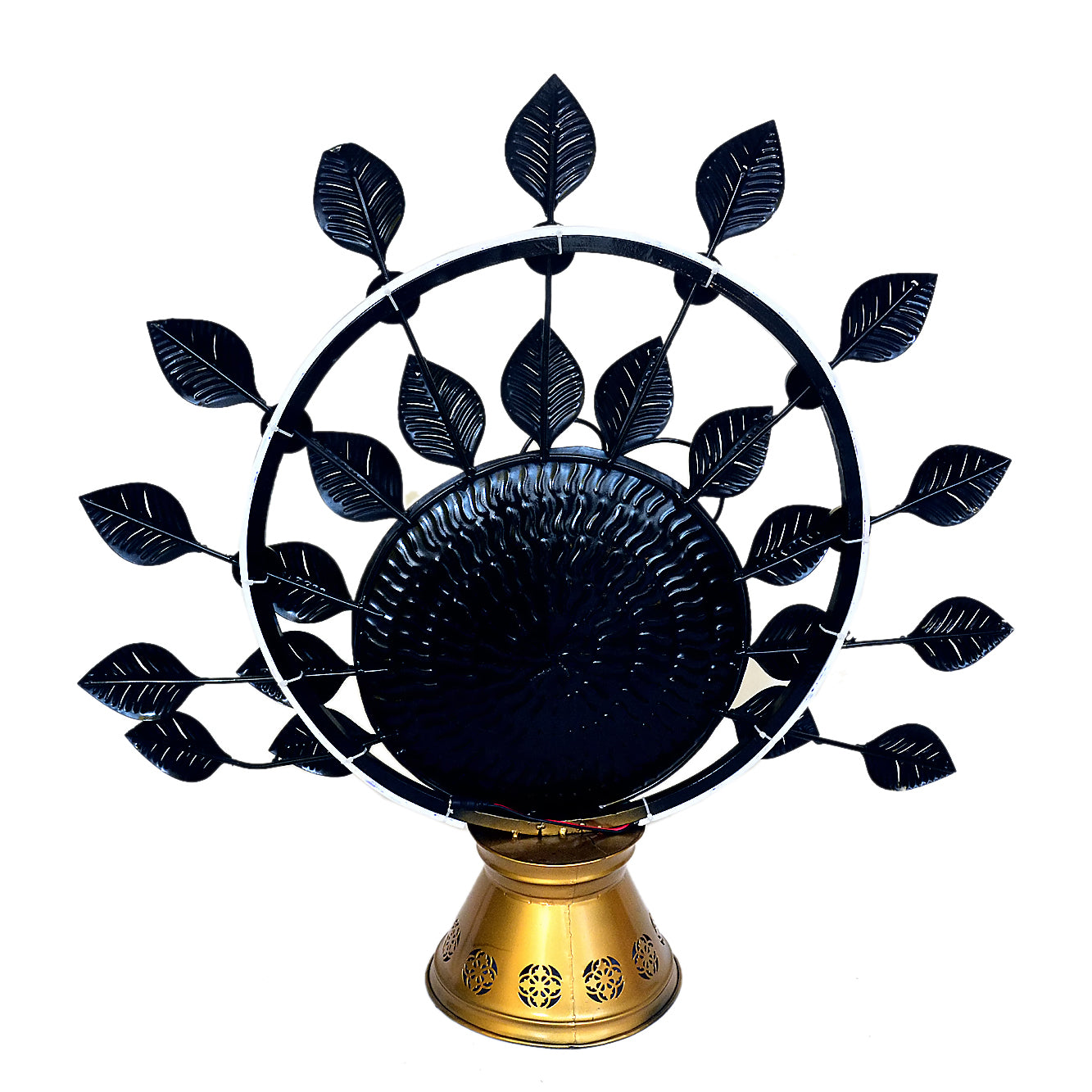 Handcrafted Metal Peacock Teble Decor with Golden Leaves I-261-A