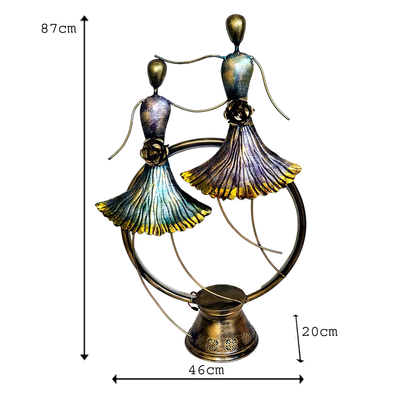 Dancing Duo Metal Sculpture - Handcrafted Decorative Figurine I-262-A