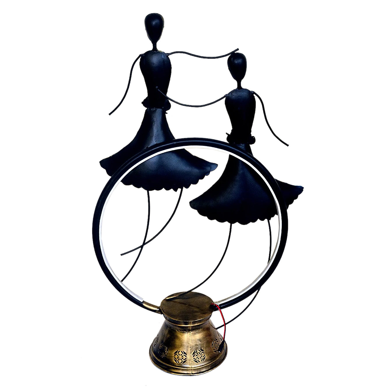 Dancing Duo Metal Sculpture - Handcrafted Decorative Figurine I-262-A