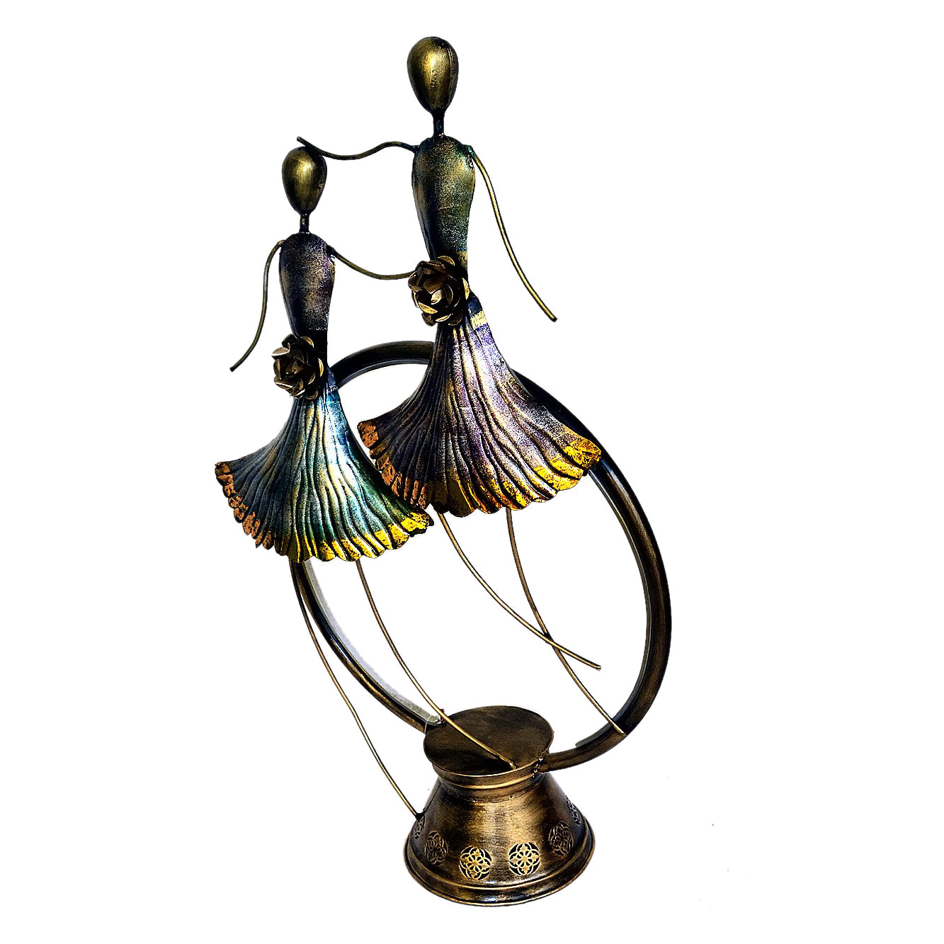 Dancing Duo Metal Sculpture - Handcrafted Decorative Figurine I-262-A