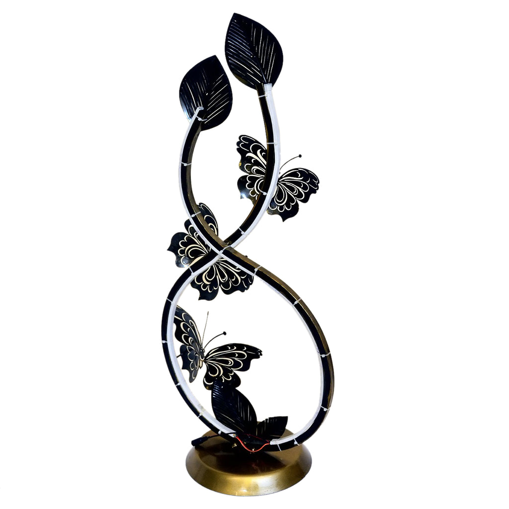 Golden Butterfly & Leaf Metal Sculpture I-263-A