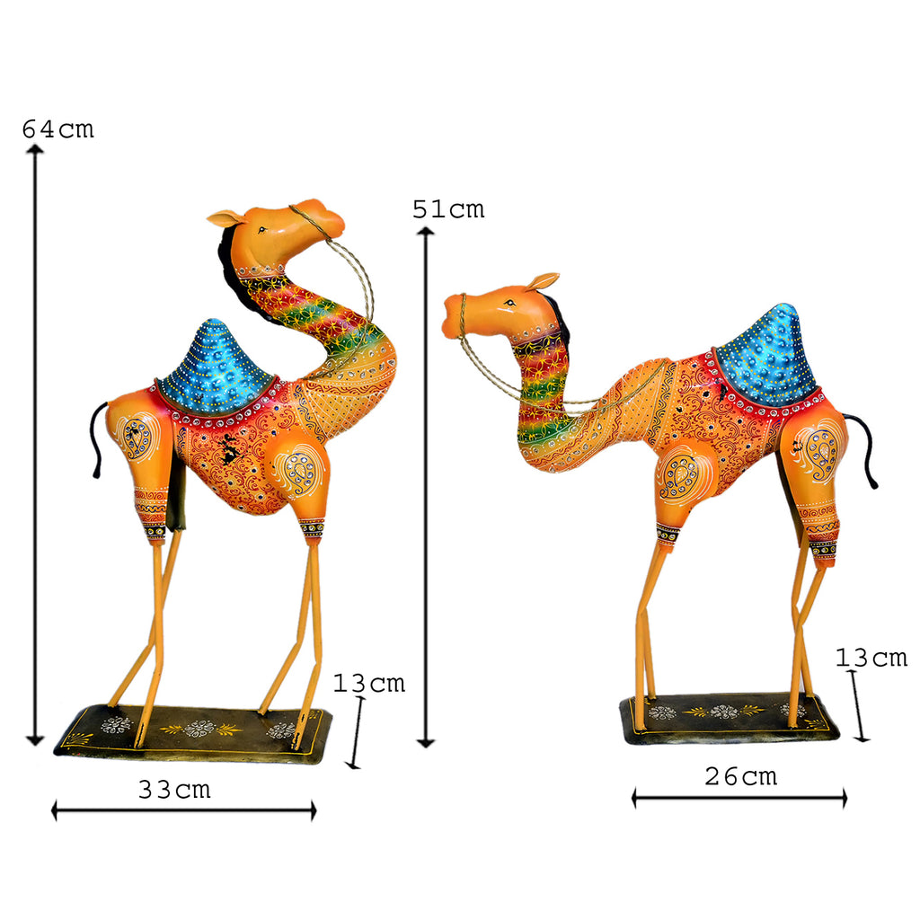 Handcrafted Metal Camel Pair - Decorative Home Decor Figurines I-264-A