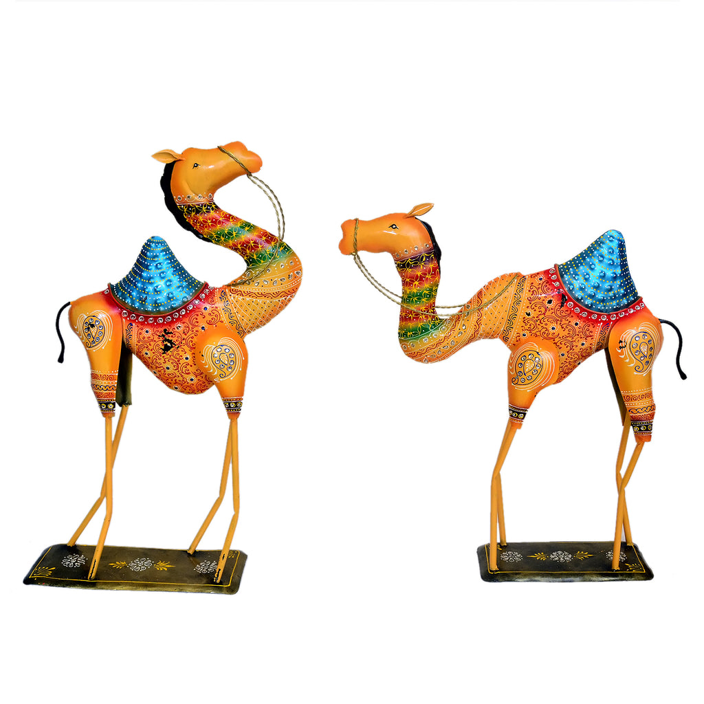 Handcrafted Metal Camel Pair - Decorative Home Decor Figurines I-264-A
