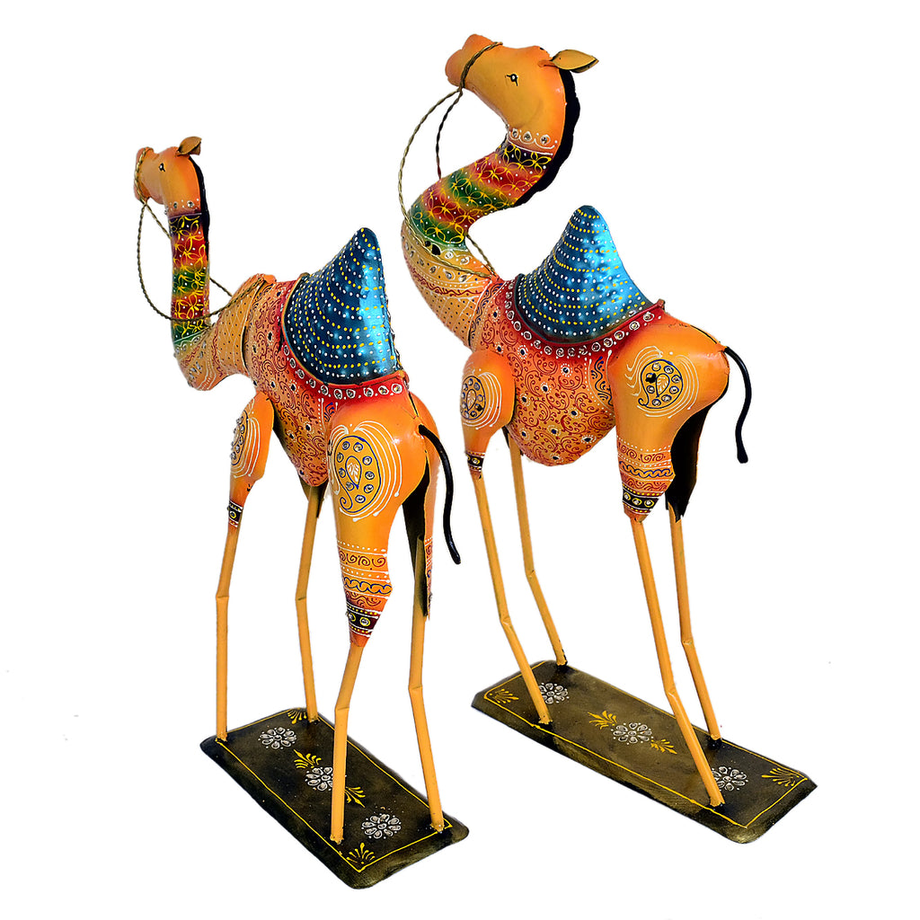 Handcrafted Metal Camel Pair - Decorative Home Decor Figurines I-264-A
