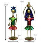 handcrafted metal figurines designed in a stylized, folk-art style - Set of 2 I-265-A