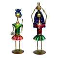 handcrafted metal figurines designed in a stylized, folk-art style - Set of 2 I-265-A