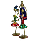handcrafted metal figurines designed in a stylized, folk-art style - Set of 2 I-265-A