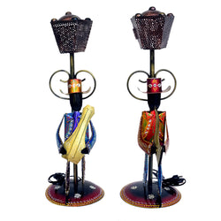 Handcrafted Metal Musician Electric Light Holders - Set of 2 I-266-A
