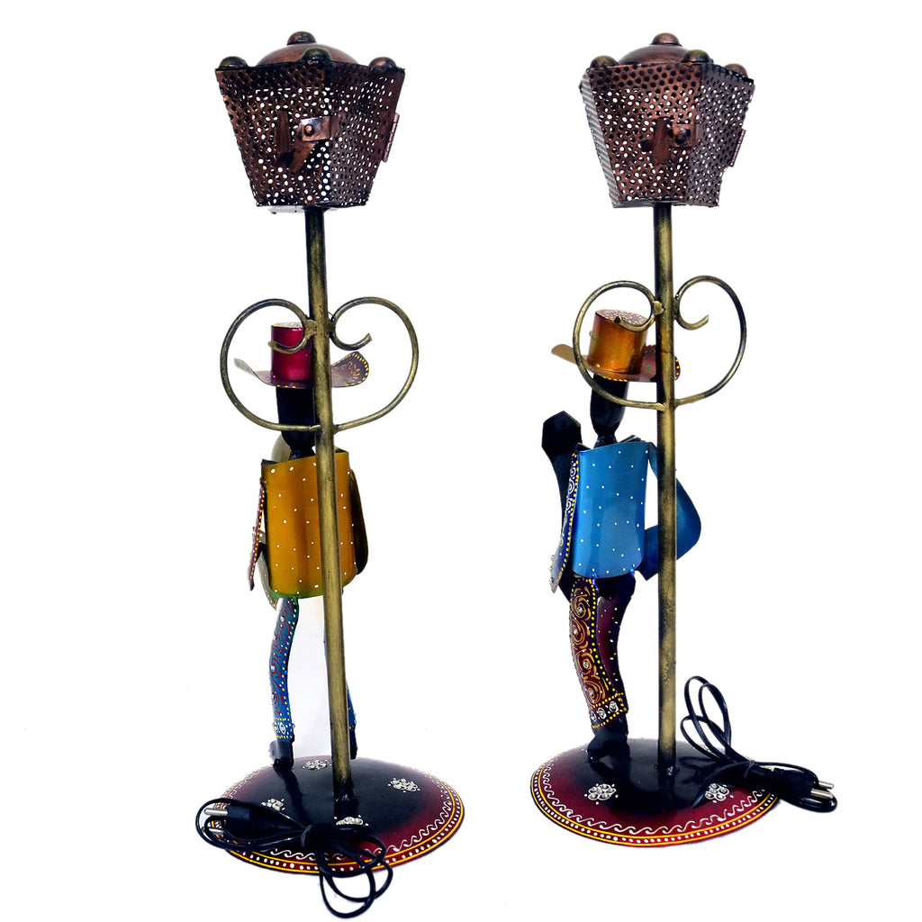Handcrafted Metal Musician Electric Light Holders - Set of 2 I-266-A