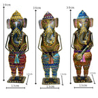 Handcrafted Metal Ganesha Figurine Set of 3, I-267-A