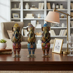 Handcrafted Metal Ganesha Figurine Set of 3, I-267-A