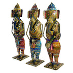 Handcrafted Metal Ganesha Figurine Set of 3, I-267-A