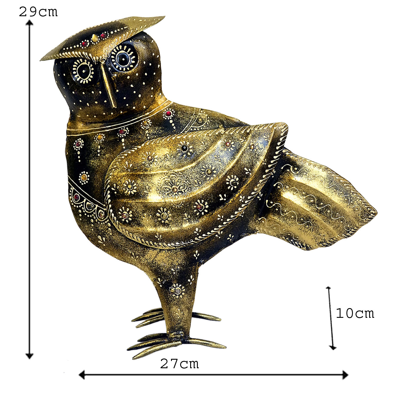 Handcrafted Metal Owl Figurine with Antique Gold Finish I-268-A