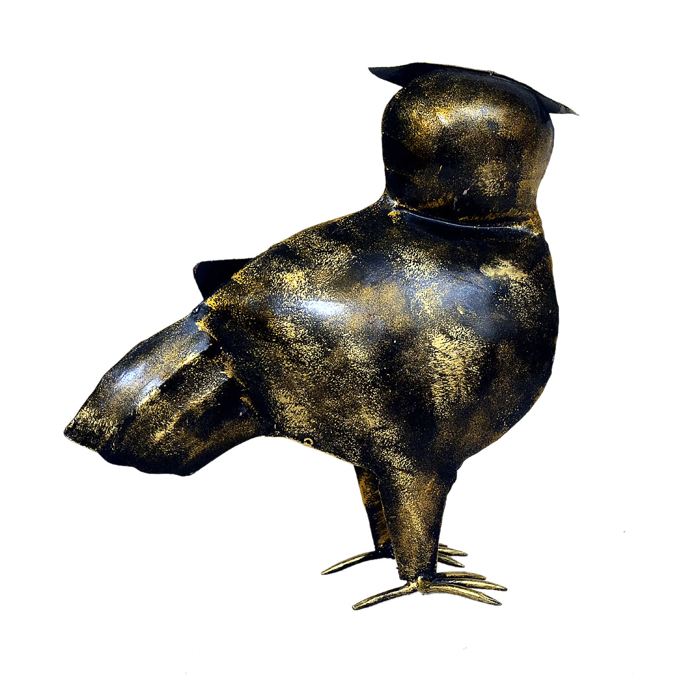 Handcrafted Metal Owl Figurine with Antique Gold Finish I-268-A