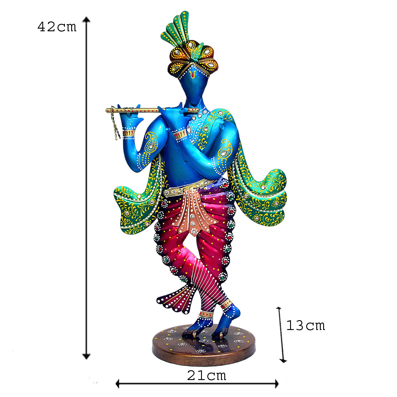Handcrafted Metal Krishna Figurine with Flute I-269-A