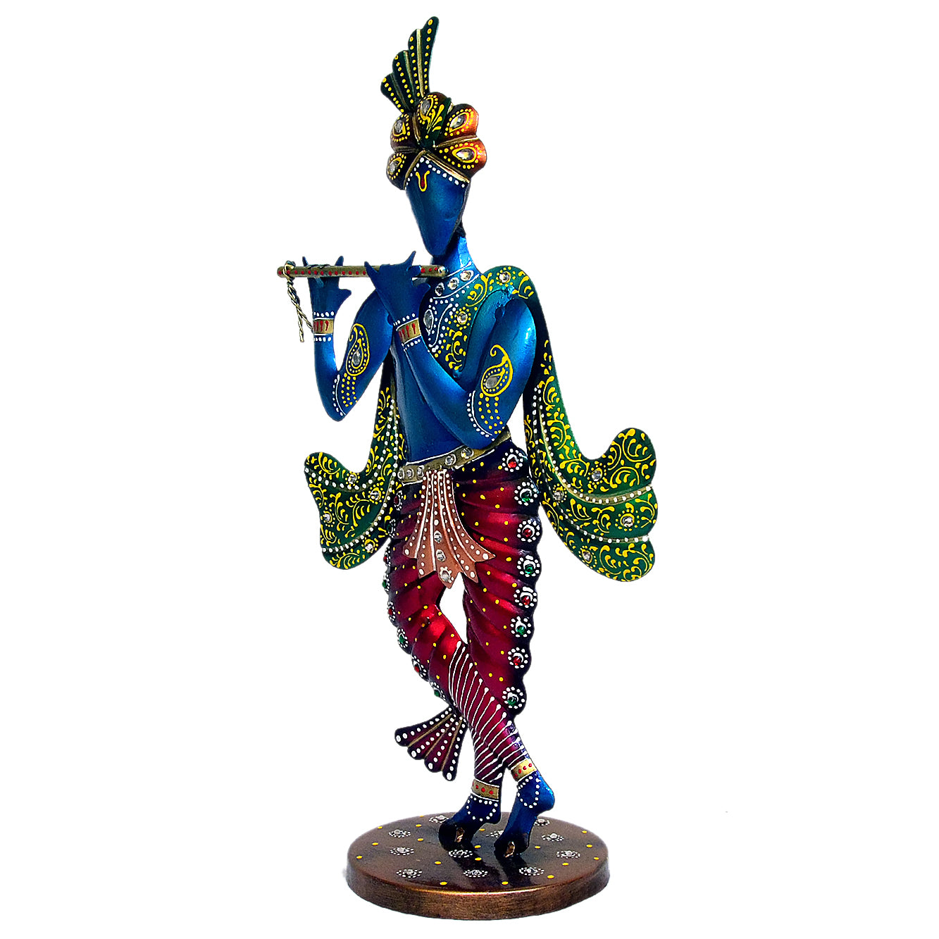 Handcrafted Metal Krishna Figurine with Flute I-269-A
