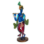 Handcrafted Metal Krishna Figurine with Flute I-269-A