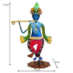Handcrafted Metal Lord Krishna Playing Flute I-270-A