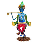 Handcrafted Metal Lord Krishna Playing Flute I-270-A