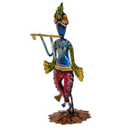 Handcrafted Metal Lord Krishna Playing Flute I-270-A