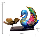 Peacock Tealight Holder with Hand-Painted Detailing I-272-A