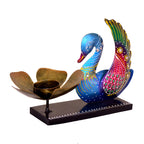Peacock Tealight Holder with Hand-Painted Detailing I-272-A