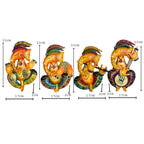 Handcrafted Musical Ganesha Figurine Set of 4, I-274-A