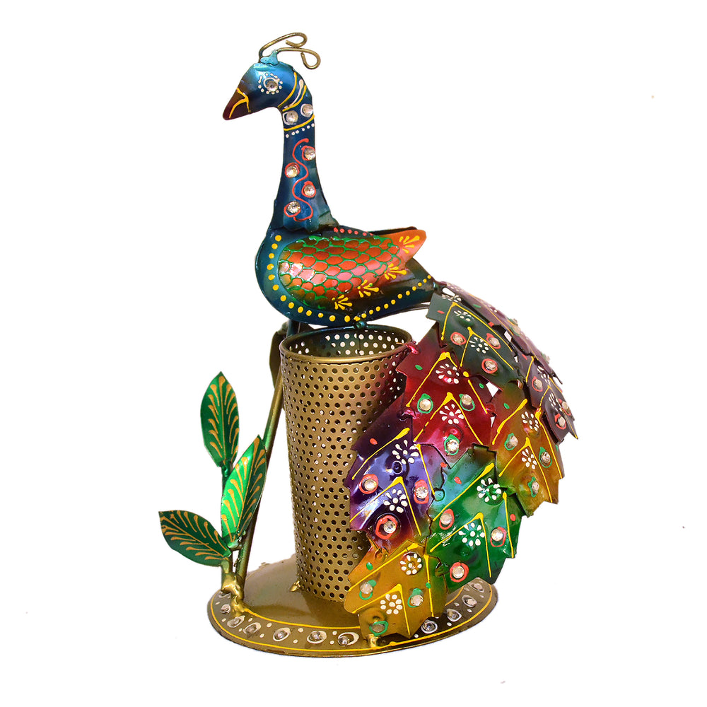 Hand-Painted Peacock Pen Holder I-275-A