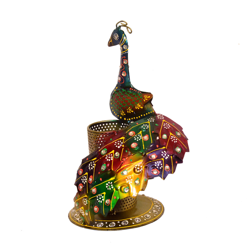 Hand-Painted Peacock Pen Holder I-275-A