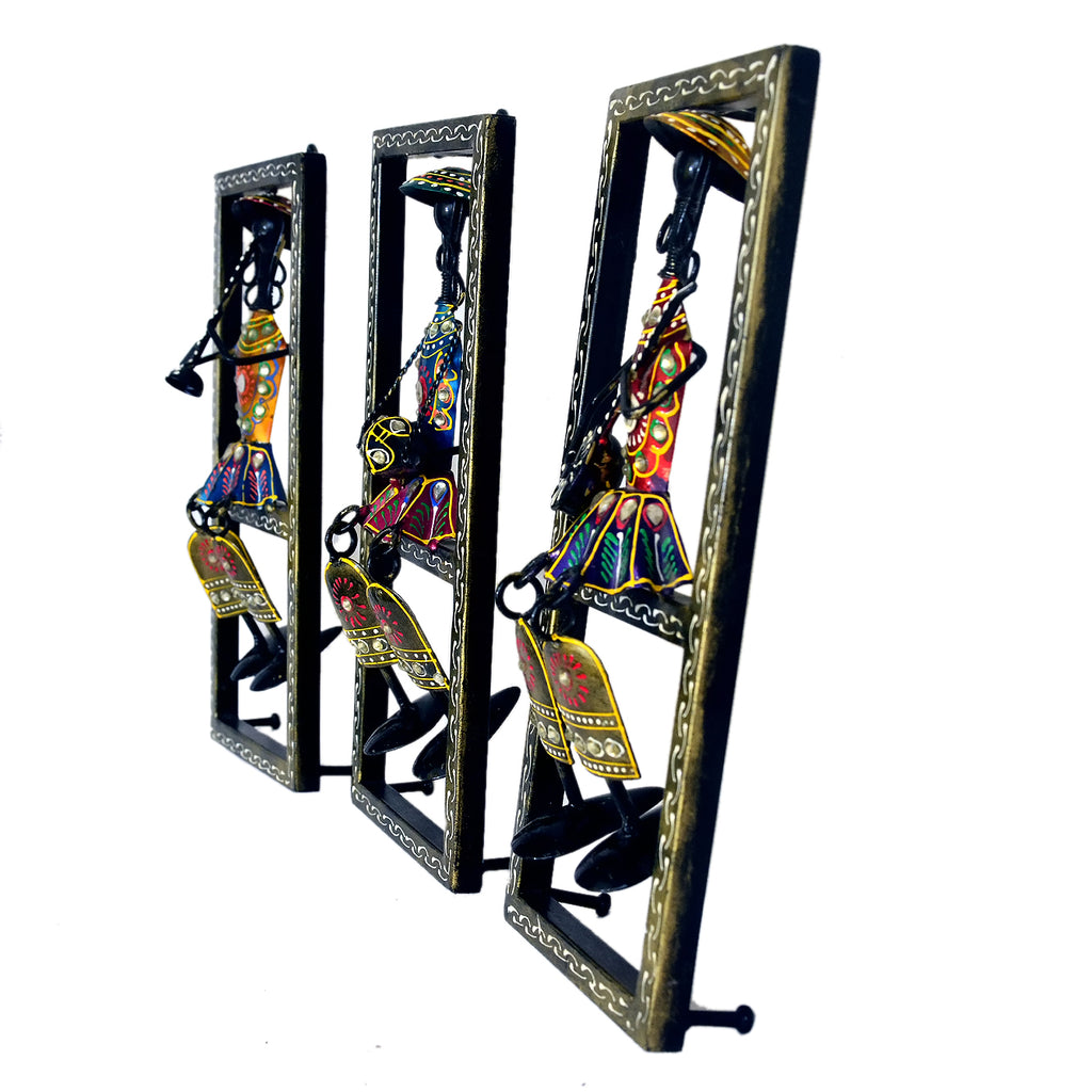 Handcrafted Metal Wall Art - Set of 3 Musical Figurines I-281-A