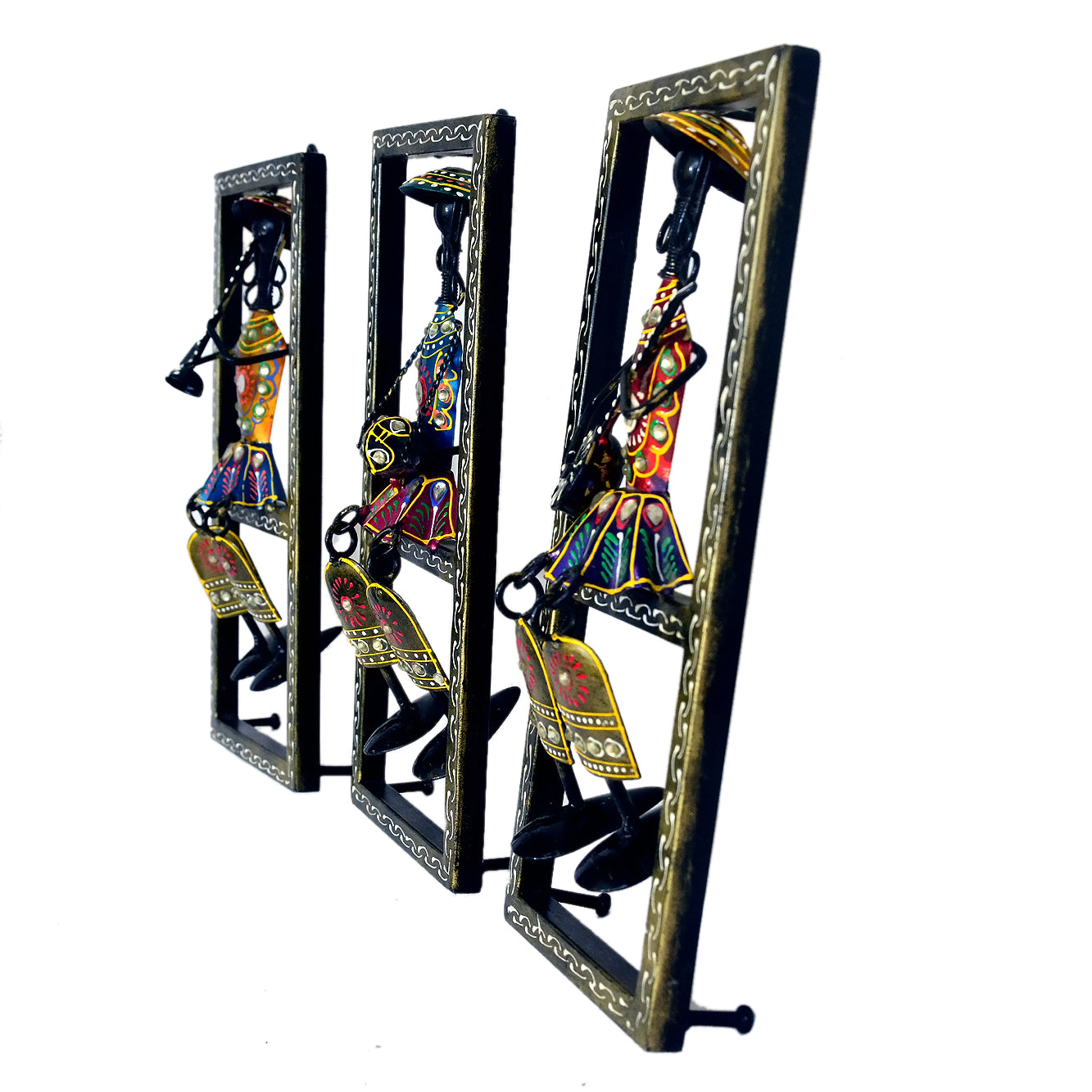 Handcrafted Metal Wall Art - Set of 3 Musical Figurines I-281-A