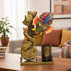 Handcrafted Metal Ganesha Pen Holder with Hand I-282-A