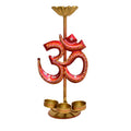 Handcrafted Metal Om Diya Stand with Lotus Top I-285-A