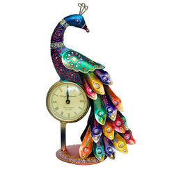 Handcrafted Metal Peacock Table Clock I-287-A