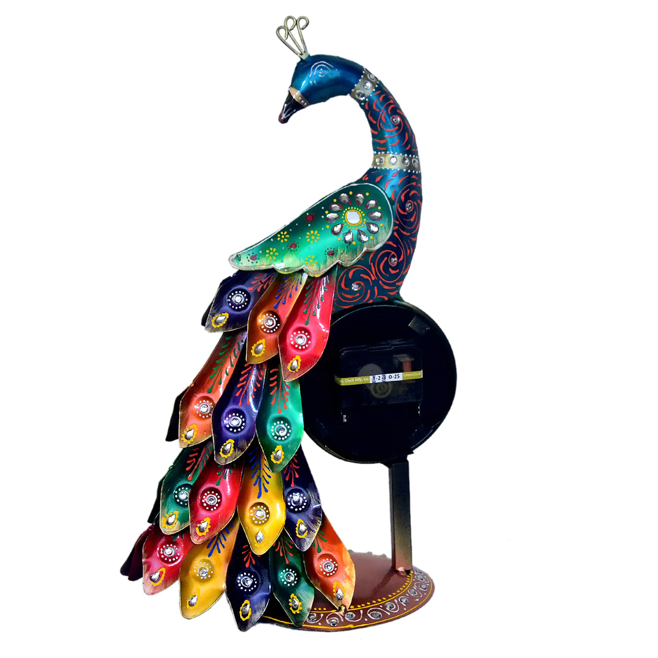 Handcrafted Metal Peacock Table Clock I-287-A