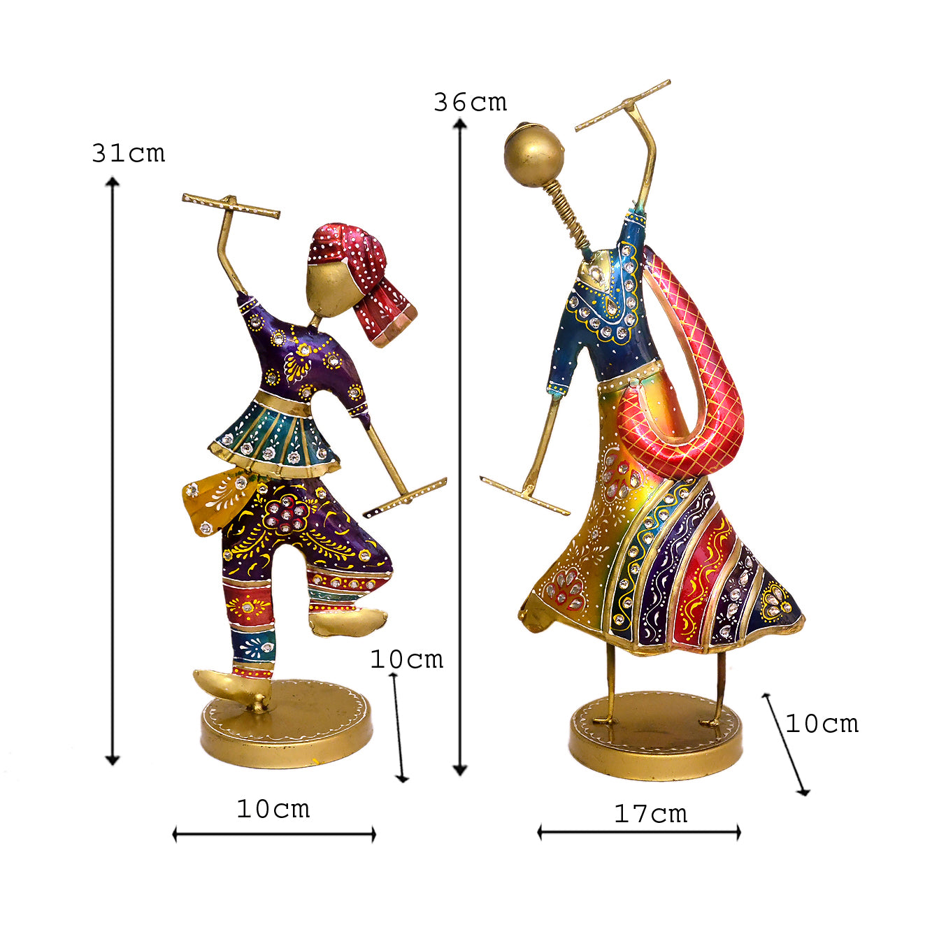Handcrafted Metal Dandiya Dancers - Set of 2, I-288-A