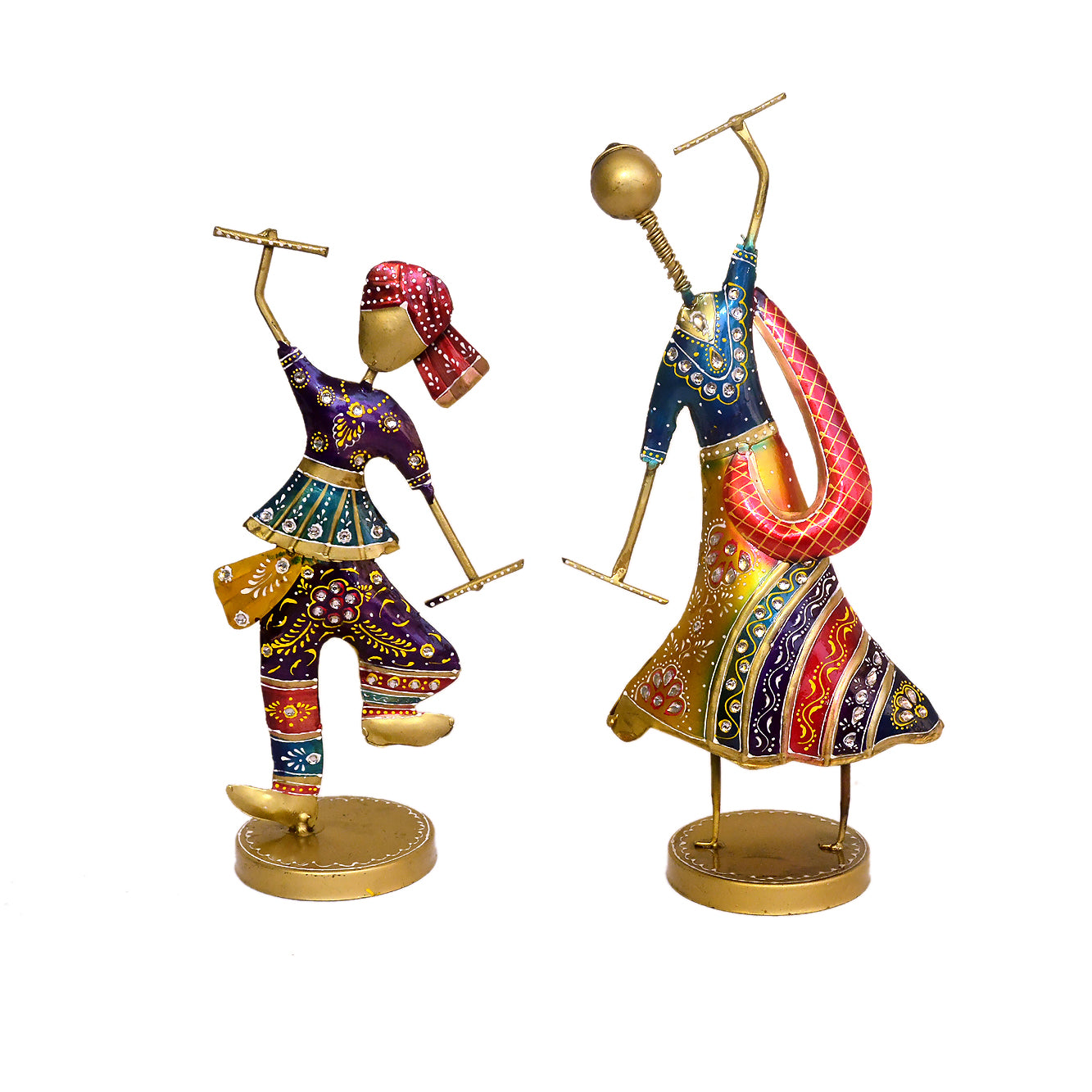 Handcrafted Metal Dandiya Dancers - Set of 2, I-288-A