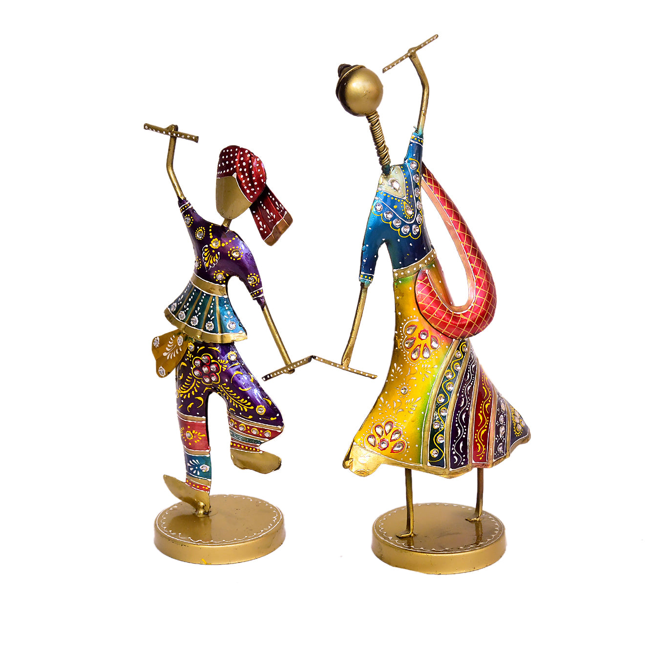 Handcrafted Metal Dandiya Dancers - Set of 2, I-288-A