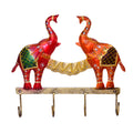 Twin Elephant Key Holder with Metal Hooks I-296-A