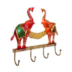 Twin Elephant Key Holder with Metal Hooks I-296-A