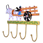 Handcrafted Bullock Cart Key Holder with Hooks I-302-A