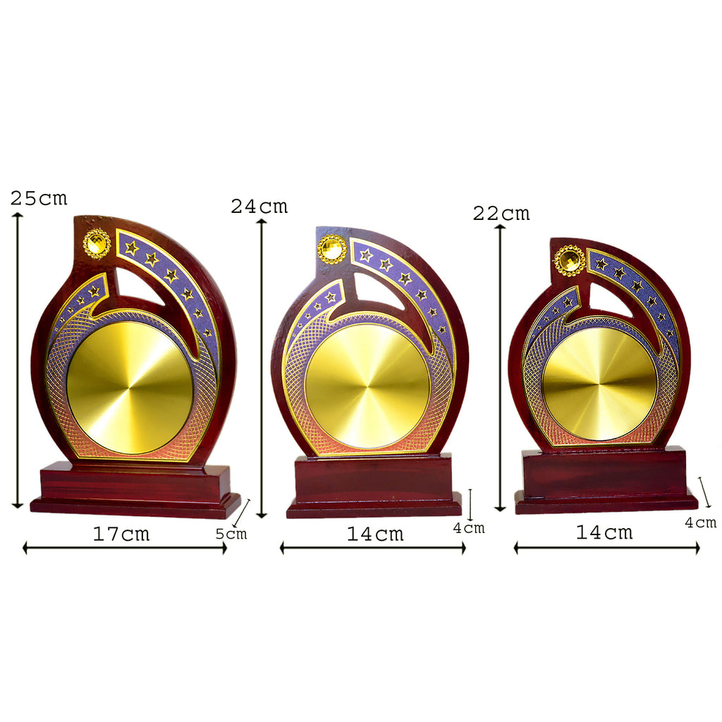 Elegant Wooden Mementos Trophy with Golden Metal Plate M-583