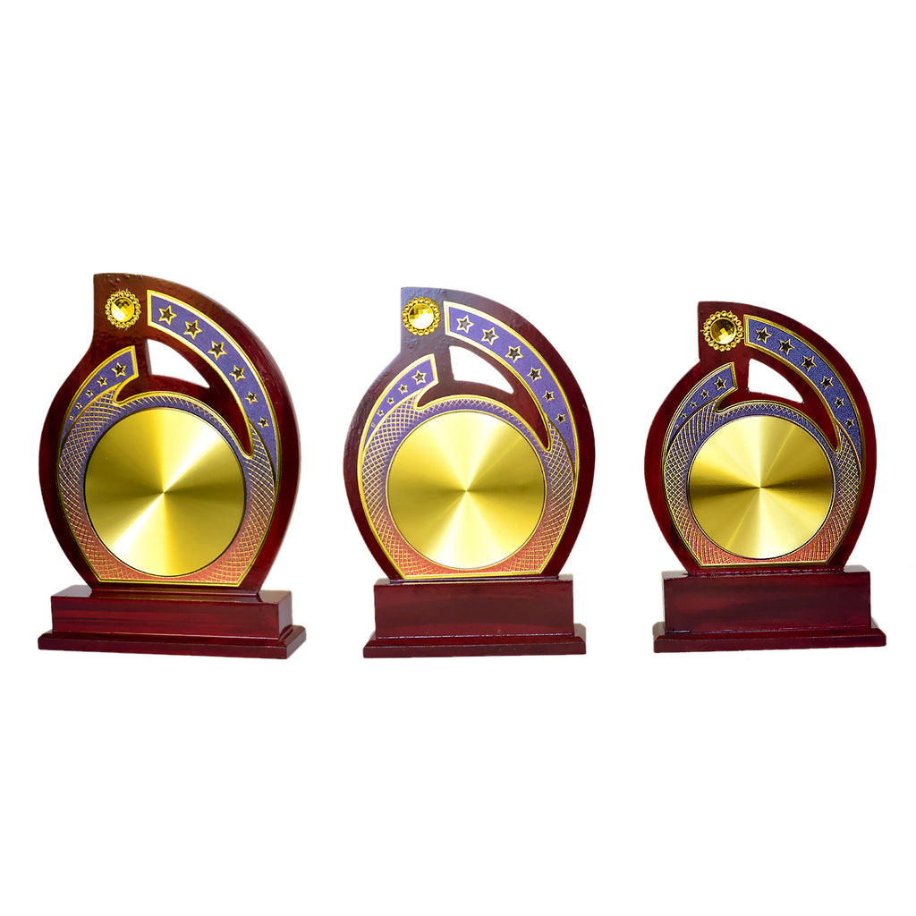 Elegant Wooden Mementos Trophy with Golden Metal Plate M-583