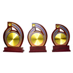 Elegant Wooden Mementos Trophy with Golden Metal Plate M-583