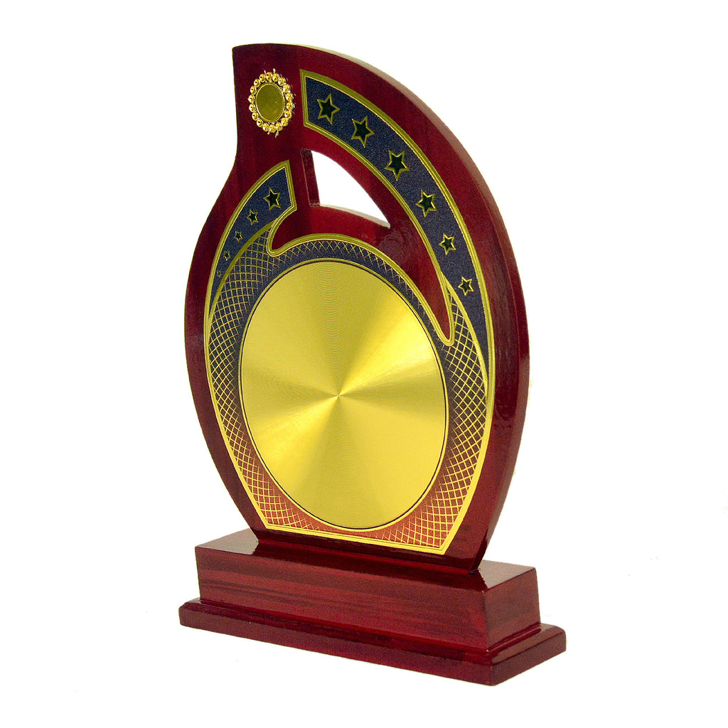 Elegant Wooden Mementos Trophy with Golden Metal Plate M-583