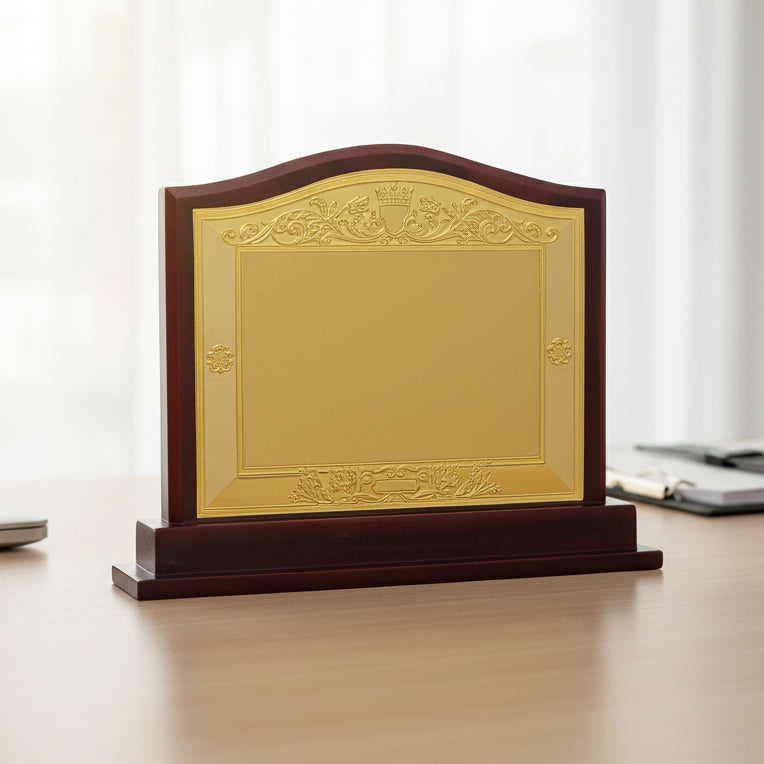 Premium Wooden Award with Ornate Gold Engraving M-84-A