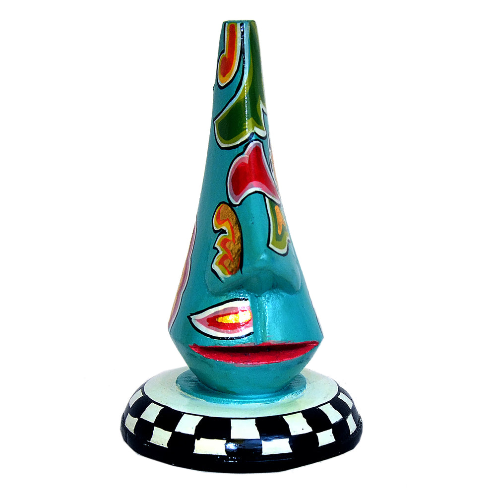 Hand-Painted Wooden Abstract Face Sculpture, A Stunning Artistic Accent WD-18-A-B